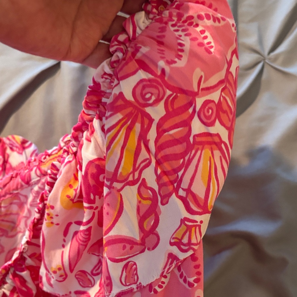 Lilly Pulitzer xl off the Shoulder Pink Shell-Pattern Casual Dress excellent - Picture 6 of 7